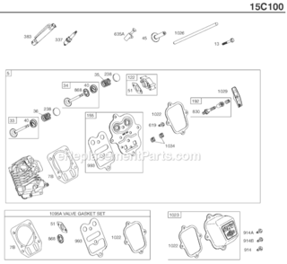 Page B Diagram and Parts List for 15C100 0111-0939 Briggs and Stratton Engine